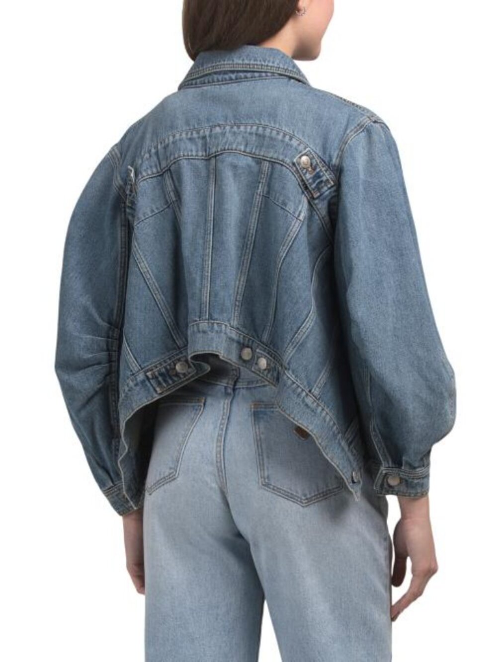 ALEXANDER MCQUEEN Made In Italy Cropped Puff Sleeve Denim Jacket - Picture 2 of 3
